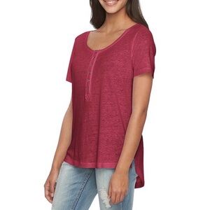 NWT Juniors Casual High-Low Henley Top - Small
